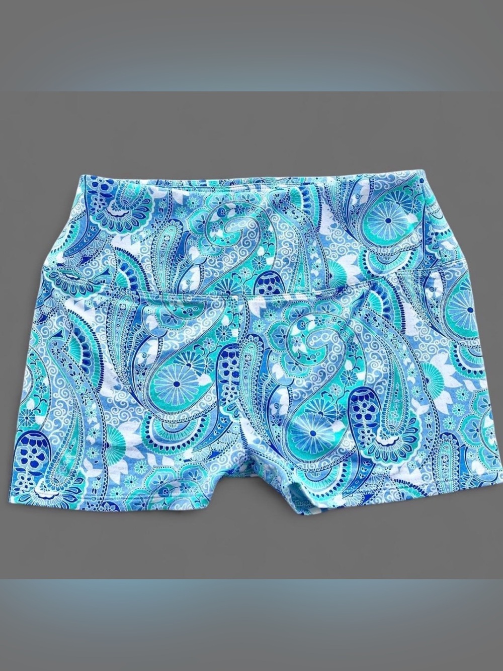 IBKUL compression shorts size XS athletic blue paisley print high rise biker run